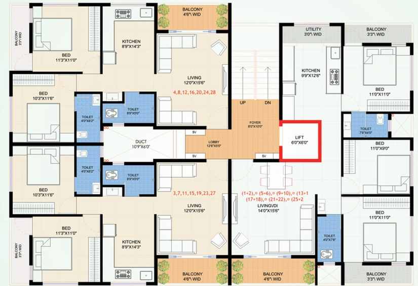 Floor Plan of Vinayak Residency in Pathardi Phata, Nashik - Image 14855