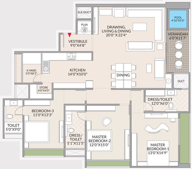 3 BHK Flat in Skye Luxuria 20 in Vijay Nagar, Indore - Image 508626