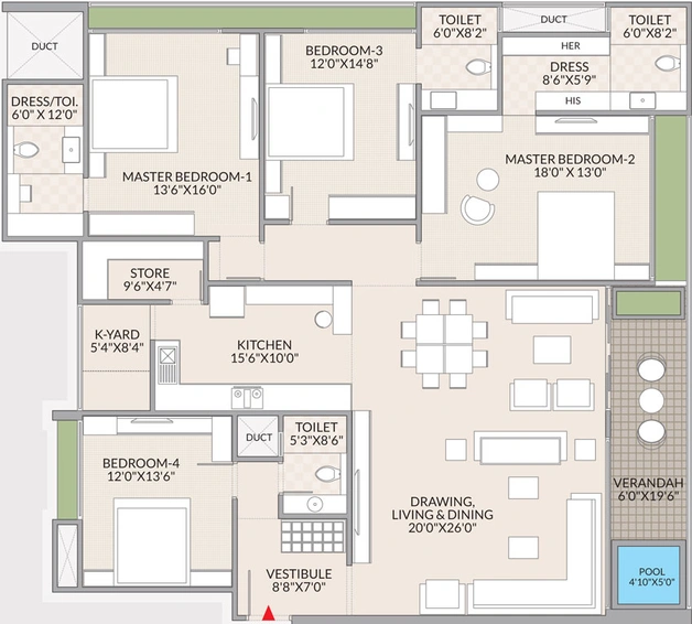 4 BHK Flat in Skye Luxuria 20 in Vijay Nagar, Indore - Image 508627