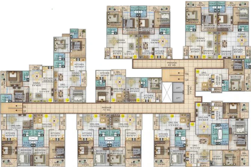 Floor Plan of Raunak Pratham Paradise in Kanadia Road, Indore - Image 708