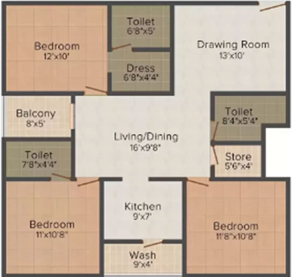 3 BHK Flat in Shubh Tirumala Town in Chhota Bangarda, Indore - Image 210651