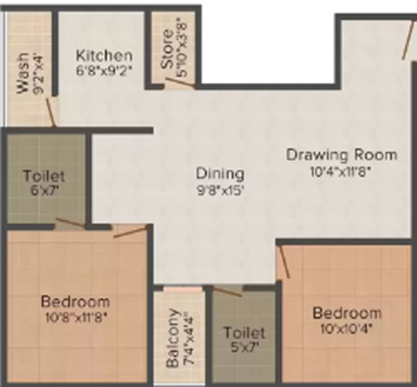 2 BHK Flat in Shubh Tirumala Town in Chhota Bangarda, Indore - Image 210650