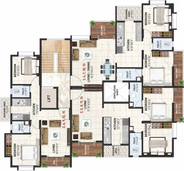 Floor Plan of Jay Vijay Sneh in Kailash Nagar, Nashik - Image 15075