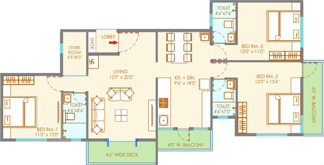 3 BHK Flat in B Orbit Mangalam in Gangapur Road, Nashik - Image 756402