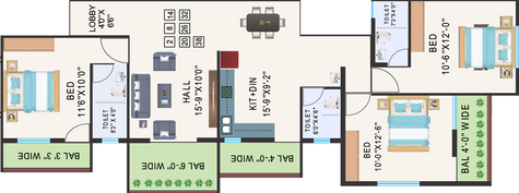 3 BHK Flat in B Orbit Palms in Panchavati, Nashik - Image 756413