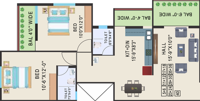 2 BHK Flat in B Orbit Palms in Panchavati, Nashik - Image 756412