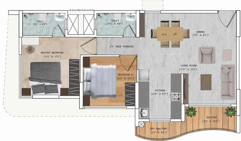 2 BHK Flat in Sagar Millennium Towers in Panchavati, Nashik - Image 774216