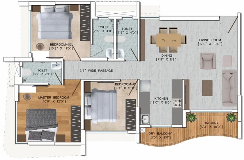 3 BHK Flat in Sagar Millennium Towers in Panchavati, Nashik - Image 774217