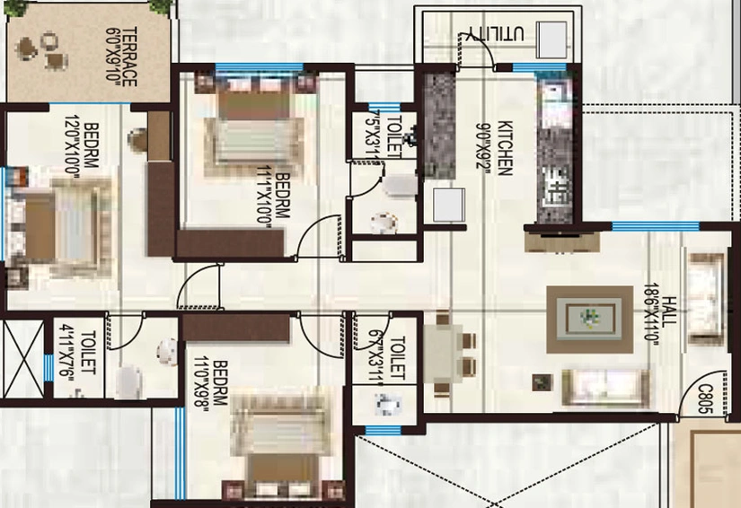 3 BHK Flat in Karda Hari Om 2 in Indira Nagar, Nashik - Image 431195