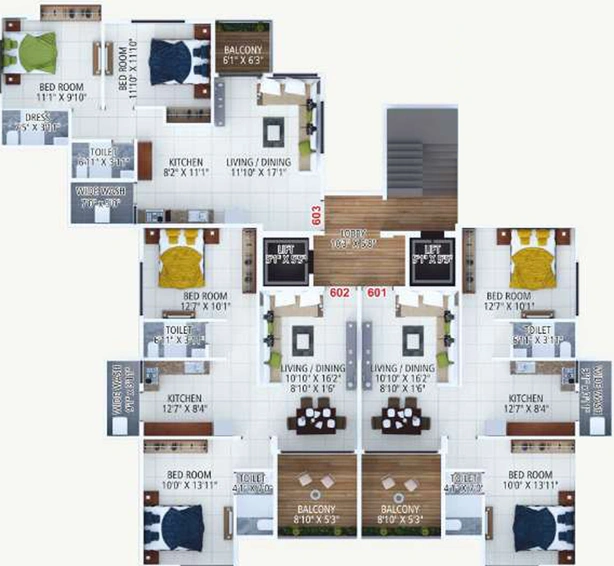 Floor Plan of Design Signature Heights in Manish Nagar, Nagpur - Image 119402