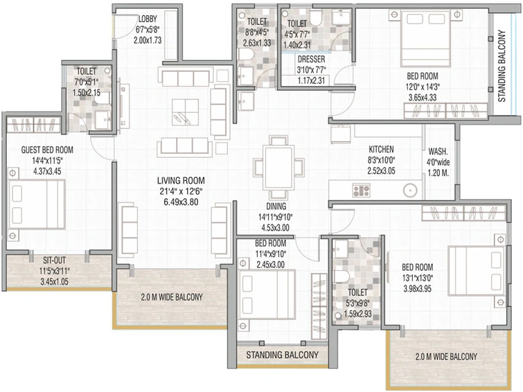 4 BHK Flat in Hari Vasant Twin Towers in Gangapur Road, Nashik - Image 431639