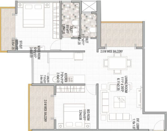 2 BHK Flat in Hari Vasant Twin Towers in Gangapur Road, Nashik - Image 431637