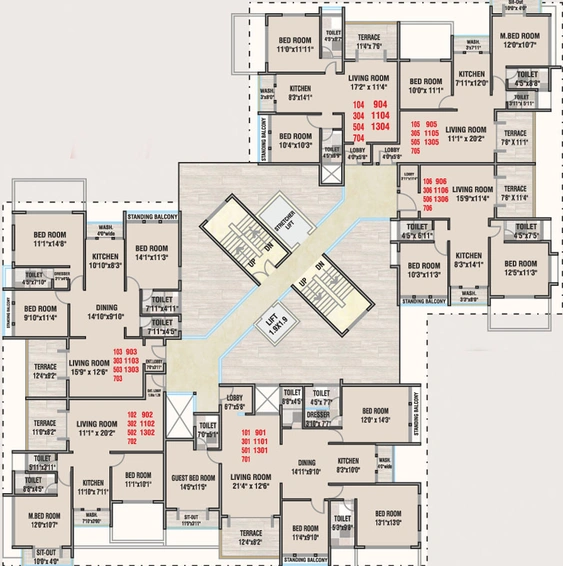 Floor Plan of Hari Vasant Twin Towers in Gangapur Road, Nashik - Image 15839
