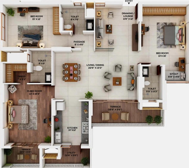 3 BHK Flat in Kukreja Paris City in Nandanvan, Nagpur - Image 665611