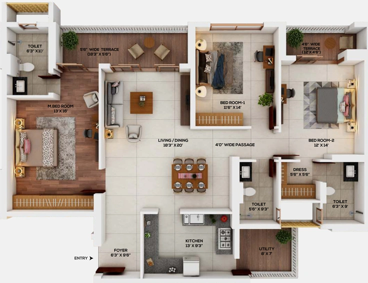 3 BHK Flat in Kukreja Paris City in Nandanvan, Nagpur - Image 665610
