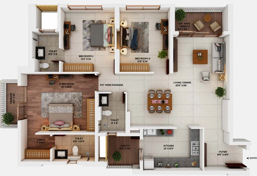 3 BHK Flat in Kukreja Paris City in Nandanvan, Nagpur - Image 665609