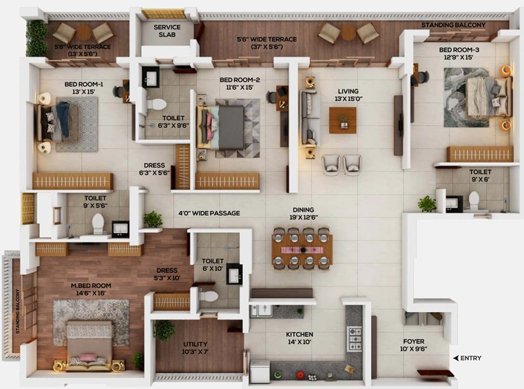 4 BHK Flat in Kukreja Paris City in Nandanvan, Nagpur - Image 665613