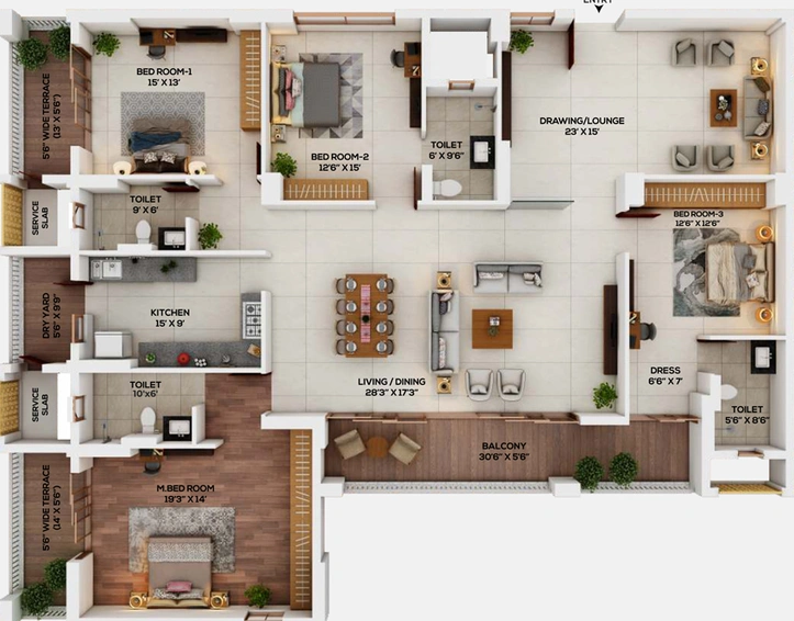 4 BHK Flat in Kukreja Paris City in Nandanvan, Nagpur - Image 665615
