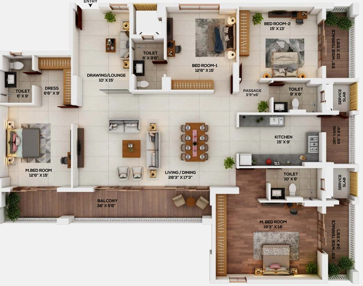 4 BHK Flat in Kukreja Paris City in Nandanvan, Nagpur - Image 665614