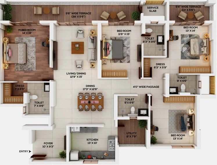 4 BHK Flat in Kukreja Paris City in Nandanvan, Nagpur - Image 665612