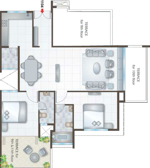 3 BHK Flat in Karda Hari Vishwa in Pathardi Phata, Nashik - Image 431725