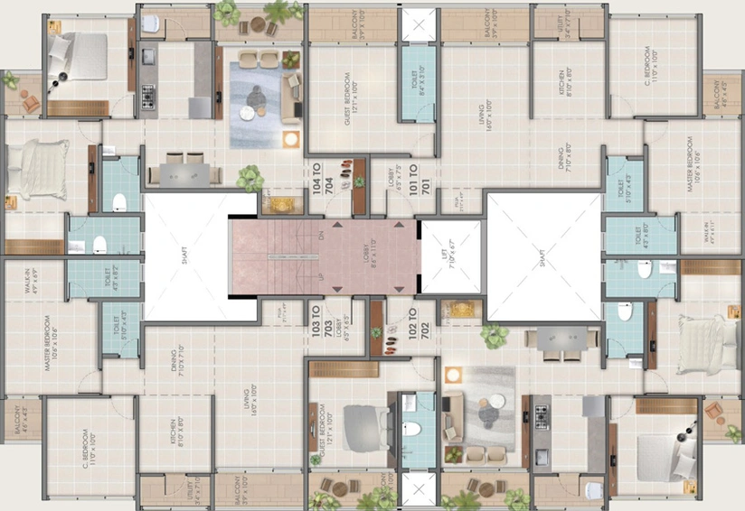 Floor Plan of Mahalaxmi Palmtown in Mahatma Nagar, Nashik - Image 15957