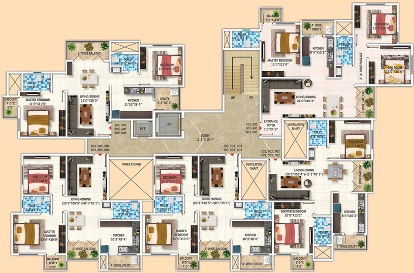 Floor Plan of Om Apartment in Koradi Road, Nagpur - Image 12484