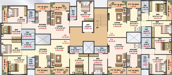 Floor Plan of Shree Narayan Residency in Anandvalli, Nashik - Image 15991