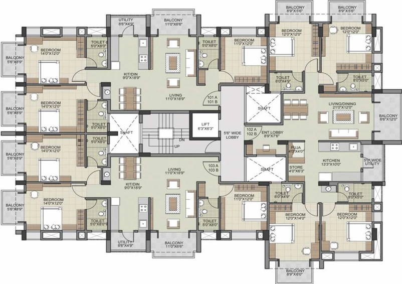 Floor Plan of Mahalaxmi Aston in Mumbai Naka, Nashik - Image 119919