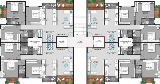 Floor Plan of Mahalaxmi Blue Lotus in Govind Nagar, Nashik - Image 16032