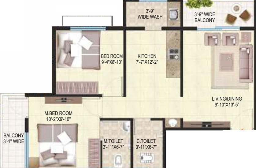 2 BHK Flat in Shree Shubhankar Niwas in Nashik Road, Nashik - Image 432371