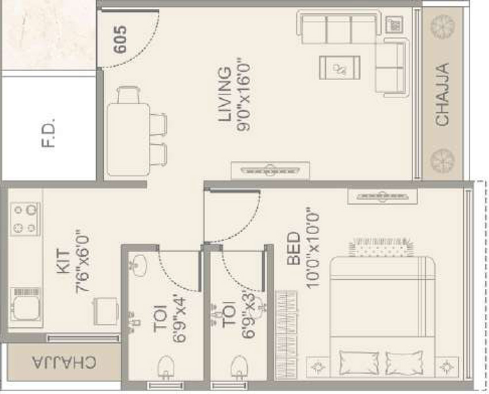 1 BHK Flat in Gajanand ND Garden in Ulwe, Navi Mumbai - Image 467914