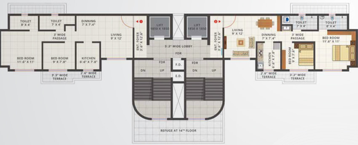 Floor Plan of Hi Tech The Silver Crest in Taloja, Navi Mumbai - Image 36786