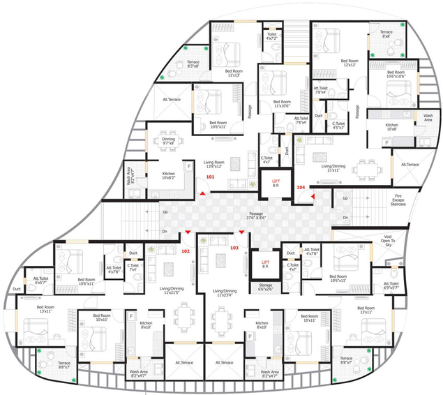 Floor Plan of Prayag Galaxy in Pratap Nagar, Nagpur - Image 12612