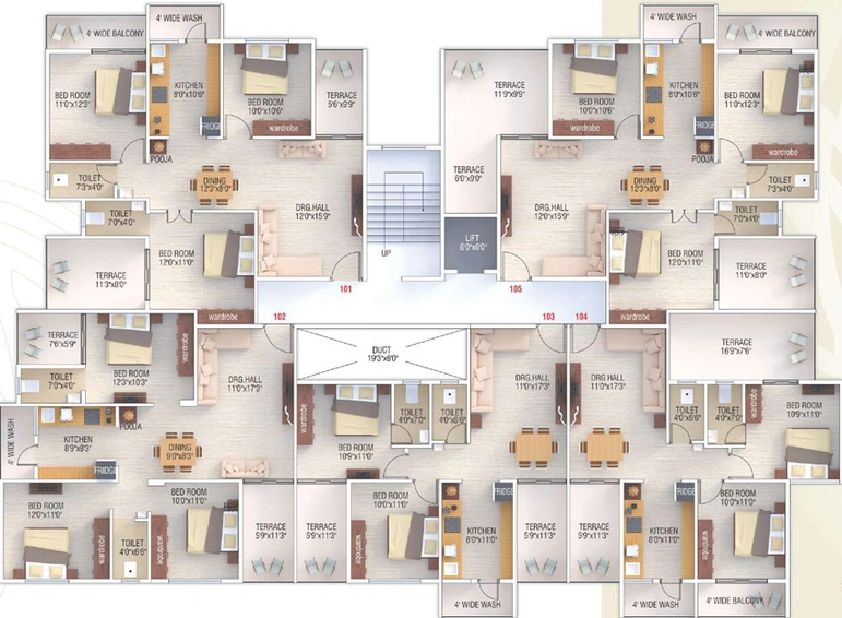 Floor Plan of Shree Gajanan Height in Manewada, Nagpur - Image 12664