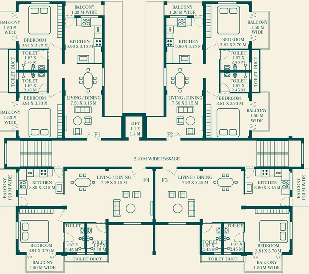 Floor Plan of K2 Regos Heritage in Verna, Goa - Image 44578