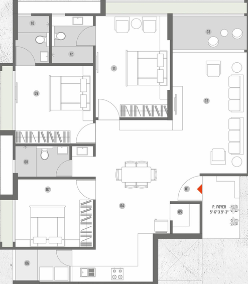 3 BHK Flat in Saanidhya Aavkar Amore in Sargasan, Gandhinagar - Image 217119