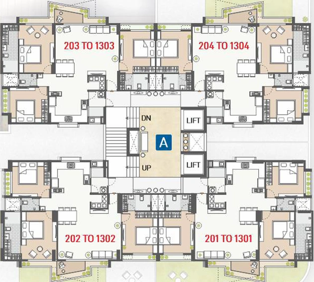 Floor Plan of Tripada The View in Sargasan, Gandhinagar - Image 850