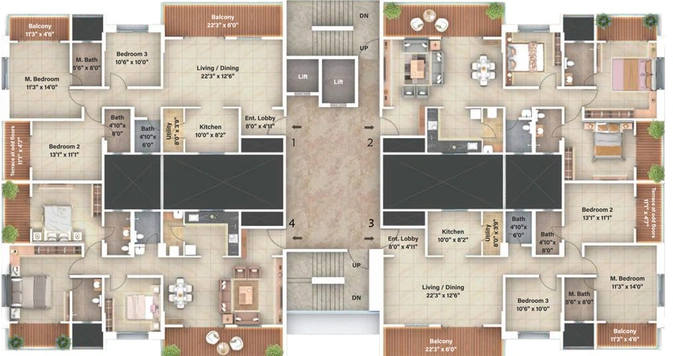 Floor Plan of Perinsheri Pinnac Greens in Kothrud, Pune - Image 15462