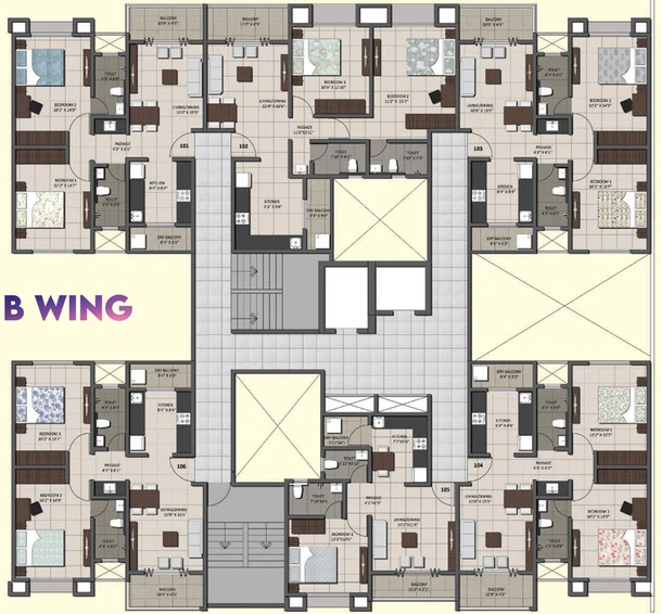 Floor Plan of Yash Kshitij Residency in Kothrud, Pune - Image 15446
