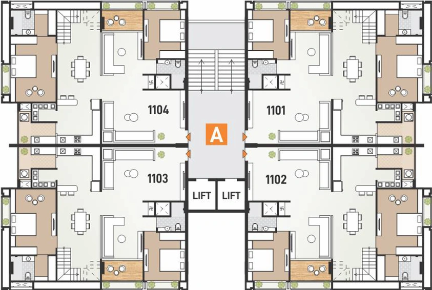 Floor Plan of Ankur Sanidhya in Randesan, Gandhinagar - Image 30529
