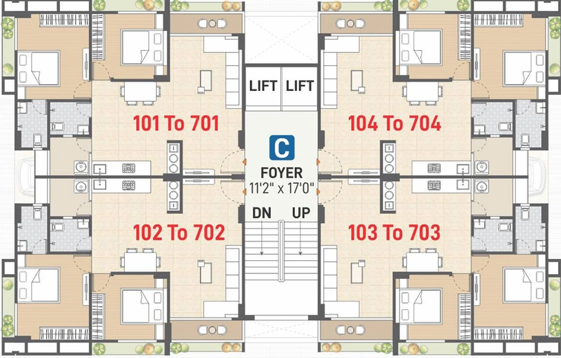 Floor Plan of Shreem Samarth Royal in Uvarsad, Gandhinagar - Image 30815