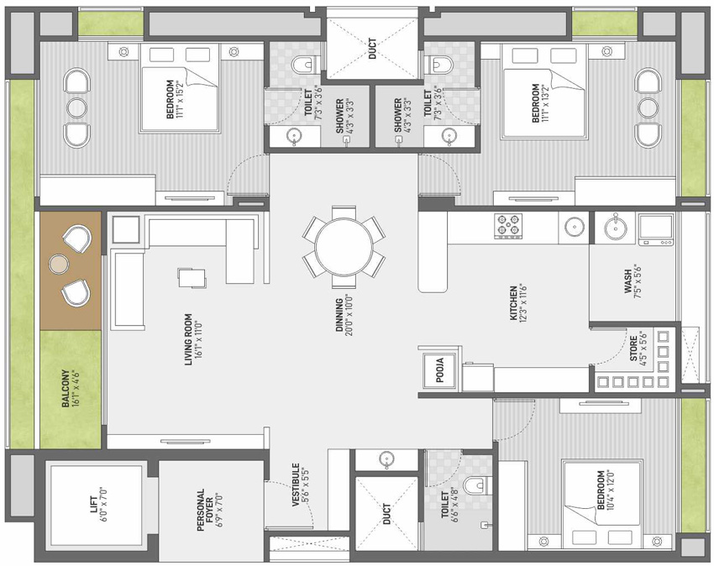 3 BHK Flat in Swara Sargam in Sargasan, Gandhinagar - Image 526044