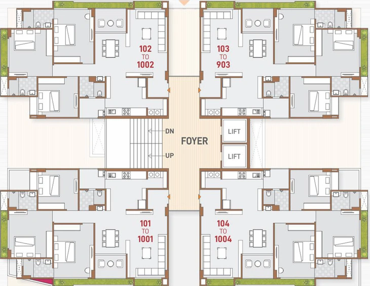 Floor Plan of Keshvam Dream Heights in Koba, Gandhinagar - Image 30990