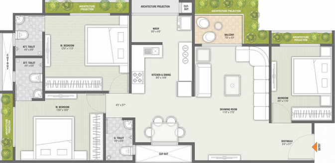 3 BHK Flat in Shree Balaji Oasis in Palaj, Gandhinagar - Image 458876