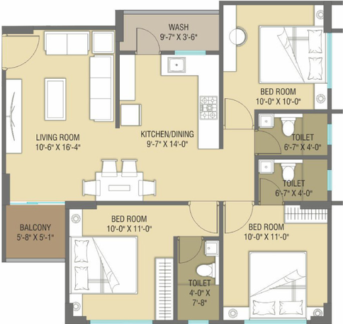 3 BHK Flat in Samanvay Westfields in Vasna Bhayli Main Road, Vadodara - Image 470987