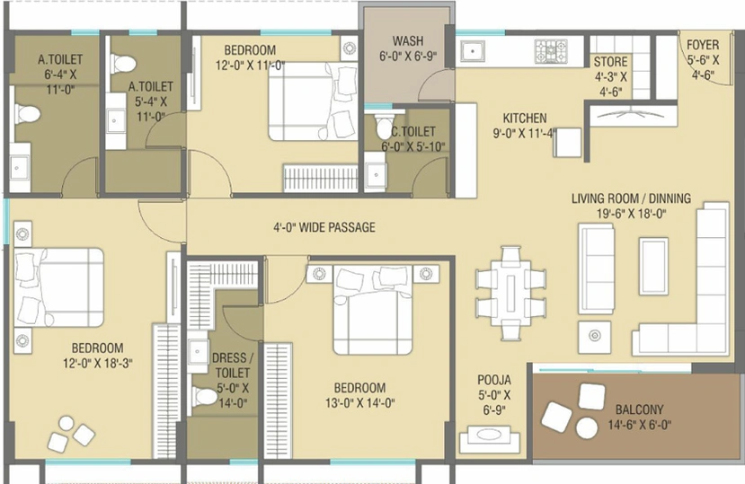 3 BHK Flat in Samanvay Westfields in Vasna Bhayli Main Road, Vadodara - Image 470992