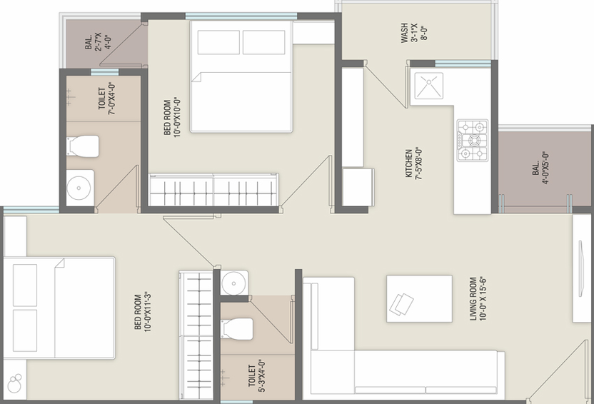2 BHK Flat in Sahajanand Safal Iris in Atladara, Vadodara - Image 471172