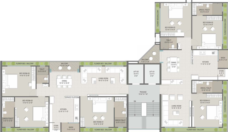 Floor Plan of Midas Mulberry Heights in Gotri, Vadodara - Image 111286