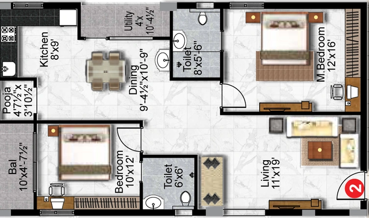 2 BHK Flat in Urban Elite in Tukkuguda, Hyderabad - Image 511529